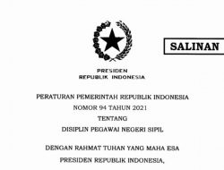 Jokowi Tanda Tangani PP No 94 Tahun 2021, Tentang Disiplin PNS.