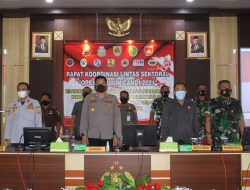Dandim Sragen Bersama Forkopimda Kab. Sragen Hadiri Rakor Lintas Sektoral Operasi Lilin Candi 2021