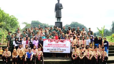 Tanam 100 Pohon, Kodim 0730/Gunungkidul Gelar Karya Bakti TNI Dalam Rangka Peringati HUT TNI Ke-77