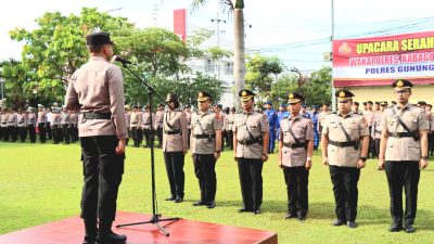 Polres Gunungkidul Gelar Serah Terima Jabatan Terhadap Tiga Pejabat Baru