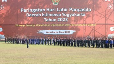 Potensi Pertahan Bela Negara DIY (KOMCAD Tri Matra DIY) Ikuti Upacara Peringatan Hari Lahir Pancasila Tahun 2023