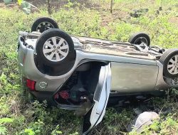 Gara Gara Tisu, Sebabkan Toyota Yaris Alami Kecelakaan Tunggal di Jalan Raya Mulo-Tepus