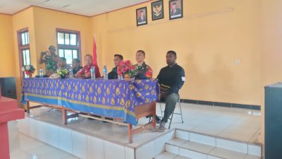 Sosialisasi Persiapan Pesta Demokrasi, Satgas Yonif 726/Tml Pastikan Stabilitas Wilayah di Perbatasan RI-PNG Kondusif