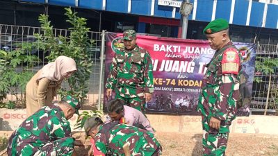 Lahan Hijau Pepohonan, Danramil Jatinegara Bersama Tiga Pilar Tanam Pohon Produktif