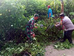 Minggu ceria, Bhabinkamtibmas bersama Tiga Pilar laksanakan aksi kebersihan gotong royong