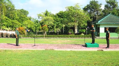 Dandim 0730/Gunungkidul Pimpin Upacara Korp Raport Prajurit Pindah Satuan ke Mabes TNI