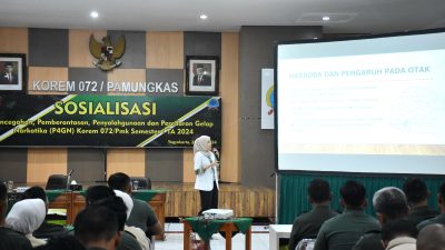 Jamin Prajurit Bebas Narkoba, Korem 072/PMK Gelar Sosialisasi P4GN dan Tes Urine