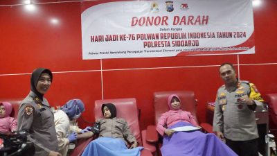 Sambut HUT Ke-76, Polwan Polresta Sidoarjo Donorkan Darah