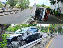 Usai Seruduk Mobil Toyota Rush, Truk Boks Terguling di Ring Road Selatan Bantul