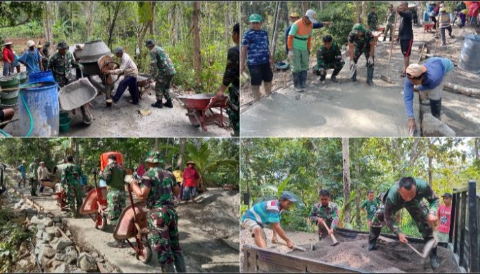 Warga Nglegi Bersama Kodim 0730/Gunungkidul Wujudkan Jalan Impian Melalui TMMD
