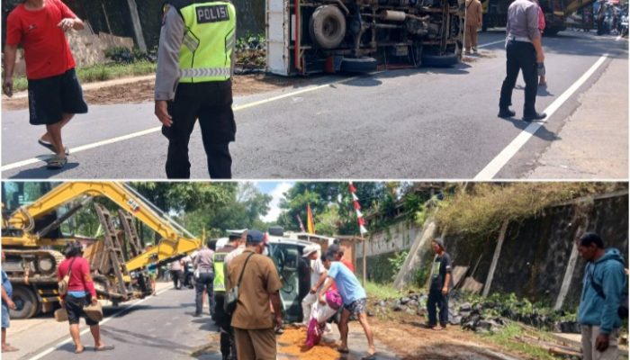 Truk Terguling di Patuk Gunungkidul, Beruntung Nihil Korban Jiwa