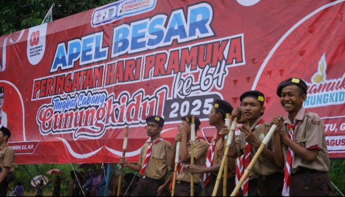 Meski Diguyur Hujan, 1.500 Pramuka Gunungkidul Tetap Semangat Ikut Apel Besar ke-64