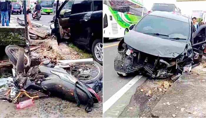 Hendak Menyeberang, Pemotor Tertabrak Avanza hingga Tak Sadar