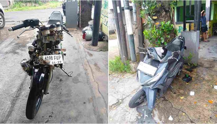 Diduga Melambung ke Kanan, Ninja Tabrak Vario di Sewon, Tiga Luka Dilarikan ke RSUD