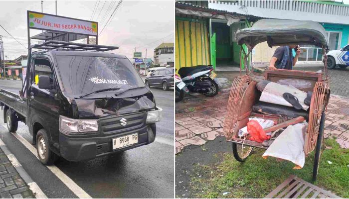 Kecelakaan di Jalan Wates-Jogja, Becak dan Pikap Bertabrakan di Simpang Karangnongko