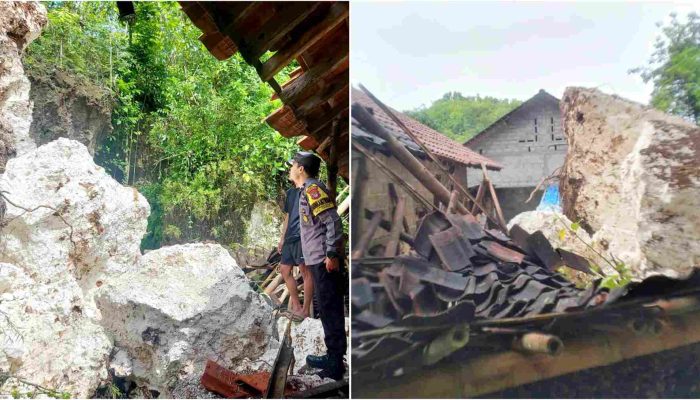 Tanah dan Batu Kapur Longsor, Dapur hingga Kandang Warga Tepus Rusak