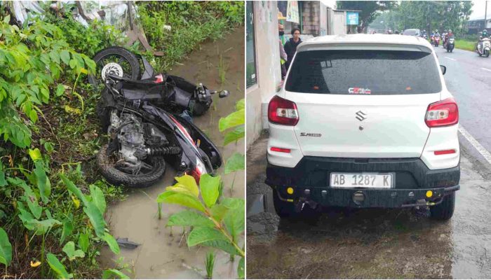 Honda Beat Vs Suzuki S Presso di Jetis Bantul, Pengendara Lansia Alami Patah Kaki