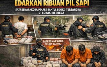 Satresnarkoba Polres Bantul Ringkus 3 Pelaku Narkoba, 1.450 Pil Sapi Disita