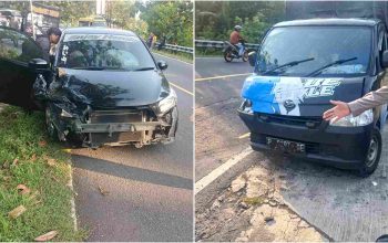 Tak Kuasai Kendaraan, Brio Tabrak Pick Up dari Arah Berlawanan di Patuk