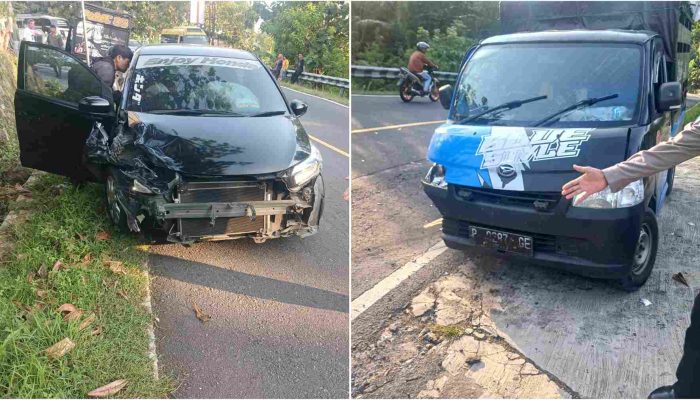 Tak Kuasai Kendaraan, Brio Tabrak Pick Up dari Arah Berlawanan di Patuk