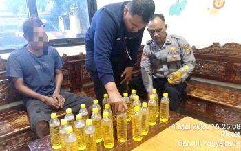 Polisi Bongkar Peredaran Miras Oplosan di Bantul, 21 Botol Siap Edar Disita