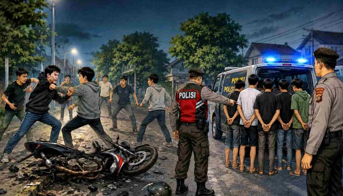 Usai Tawuran di Bok Kuning Pengasih, Motor NMAX Tabrak Plakat di Depan SMKN 2