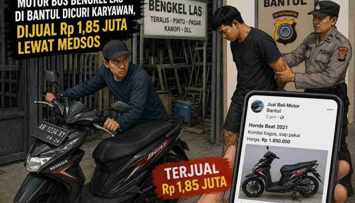 Motor Bos Bengkel Las di Bantul Dicuri Karyawan, Dijual Rp 1,85 Juta lewat Medsos