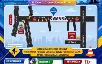 Jalan Kweni-Druwo Bantul Ditutup Selama 4 Bulan, Ini Jalur Alternatif bagi Pengendara
