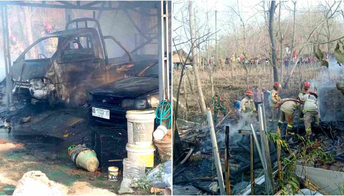 Kebakaran Garasi di Pleret, 2 Mobil dan Gudang Kayu Terbakar
